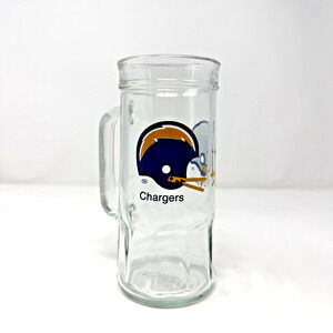 Vintage NFL San Diego Chargers Football 7" Tall Glass Beer Mug Cup Volts Fisher